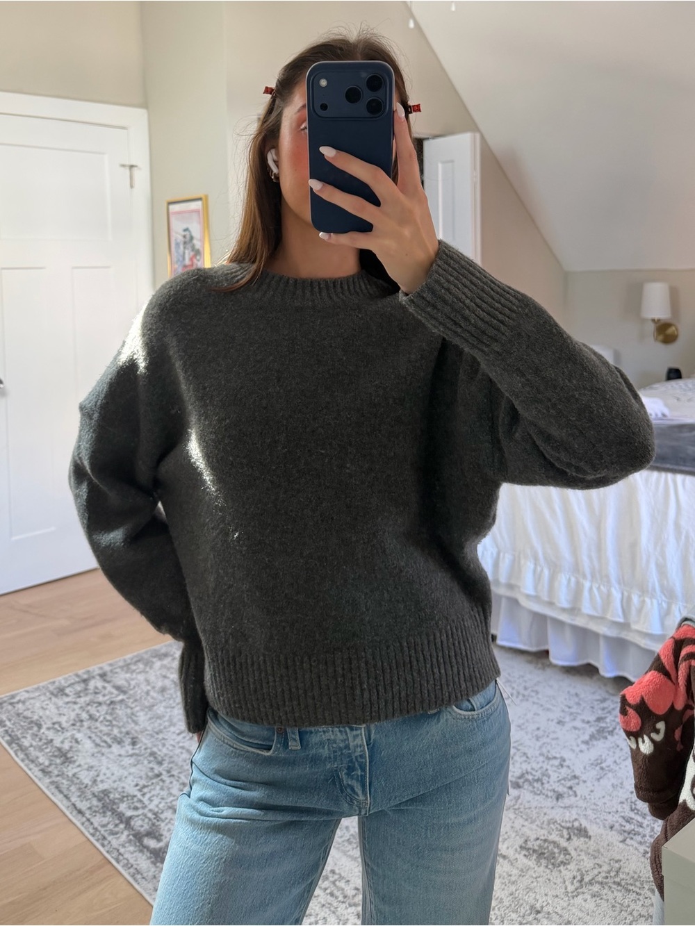 Zara Dark Charcoal Crewneck Sweater